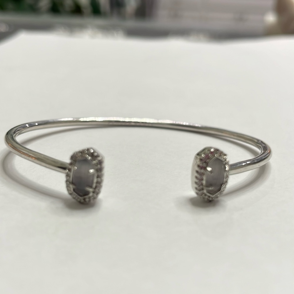 Kendra Scott Calla Silver Cuff Bracelet In Slate Cats Eye